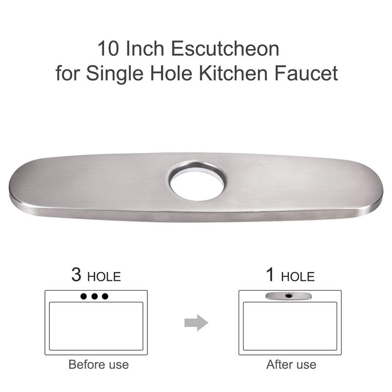 COOLWEST Deck Plate 10Inch for Single Hole Kitchen Sink Faucet Commercial Kitchen Faucet Hole Cover Escutcheon Stainless Steel - Image 3